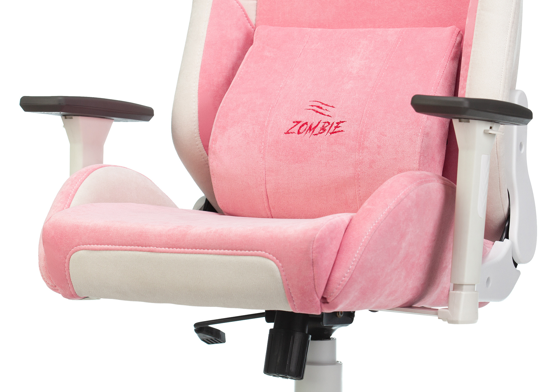 Геймерское кресло Zombie Fabric белый/розовый с подголов., крестовина пластик (белый)