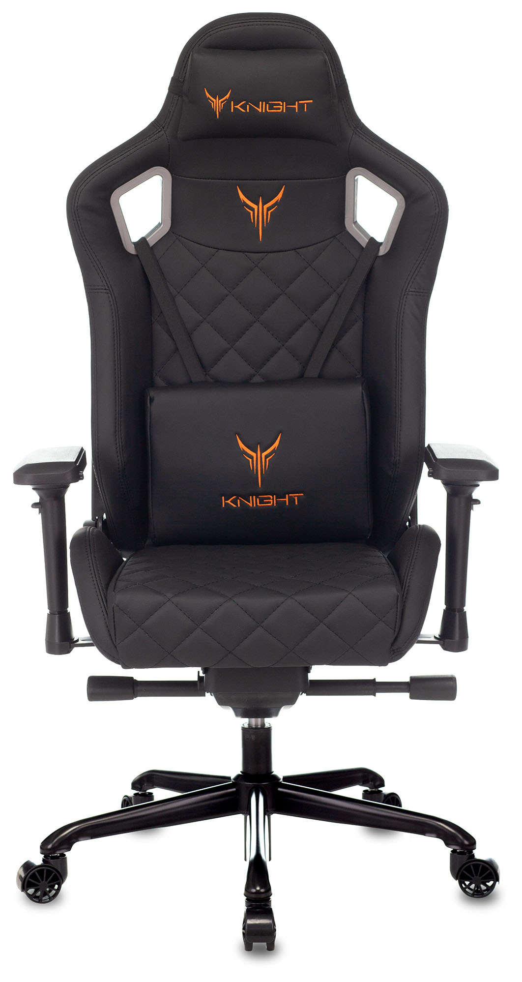 Геймерское кресло Knight черный ромбик экокожа с подголов., крестовина металл