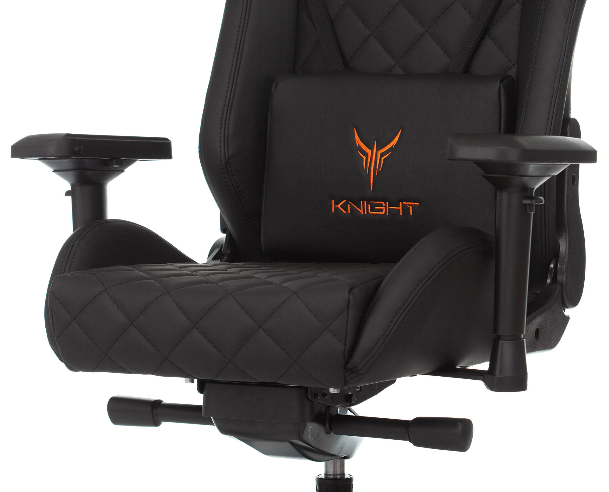 Геймерское кресло Knight черный ромбик экокожа с подголов., крестовина металл