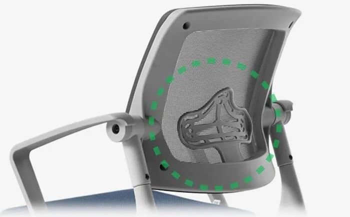 Эргономичное кресло Falto ROBO C250 (поворот спинки, слайдер, сетка, ткань, каркас белый, синий)