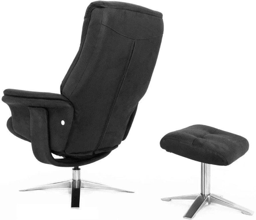 Кресло-реклайнер Falto Boss (оттоманка, искусственный нубук, чёрный)