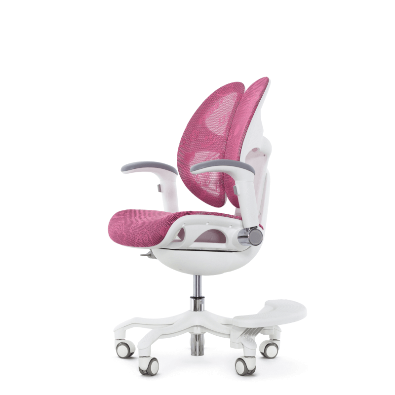 Детское эргономичное кресло Falto ORTO (корсетная спинка, слайдер, подлокотники 3D, сетка, розовый)
