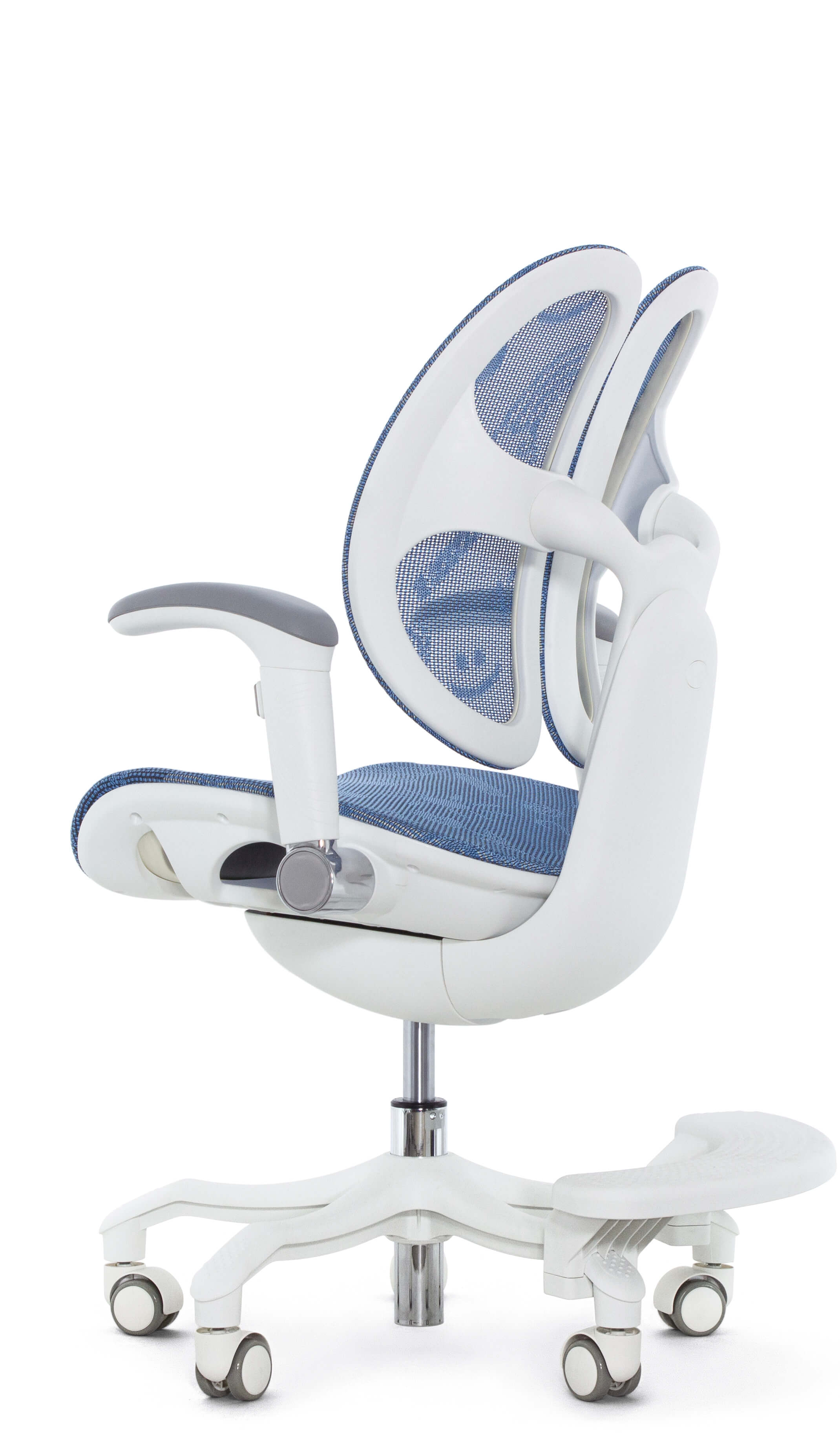 Детское эргономичное кресло Falto ORTO (корсетная спинка, слайдер, подлокотники 3D, сетка, синий)