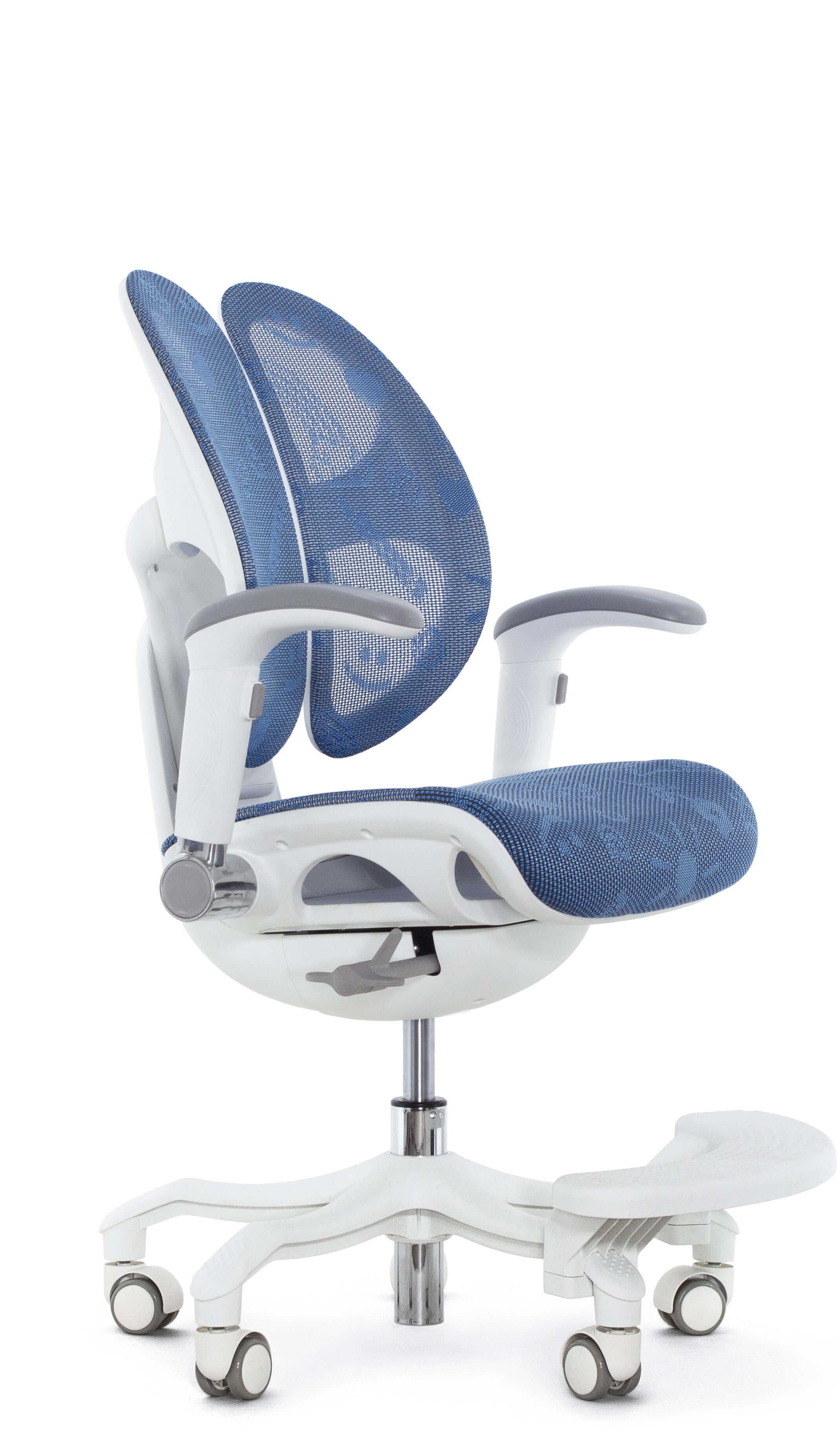 Детское эргономичное кресло Falto ORTO (корсетная спинка, слайдер, подлокотники 3D, сетка, синий)