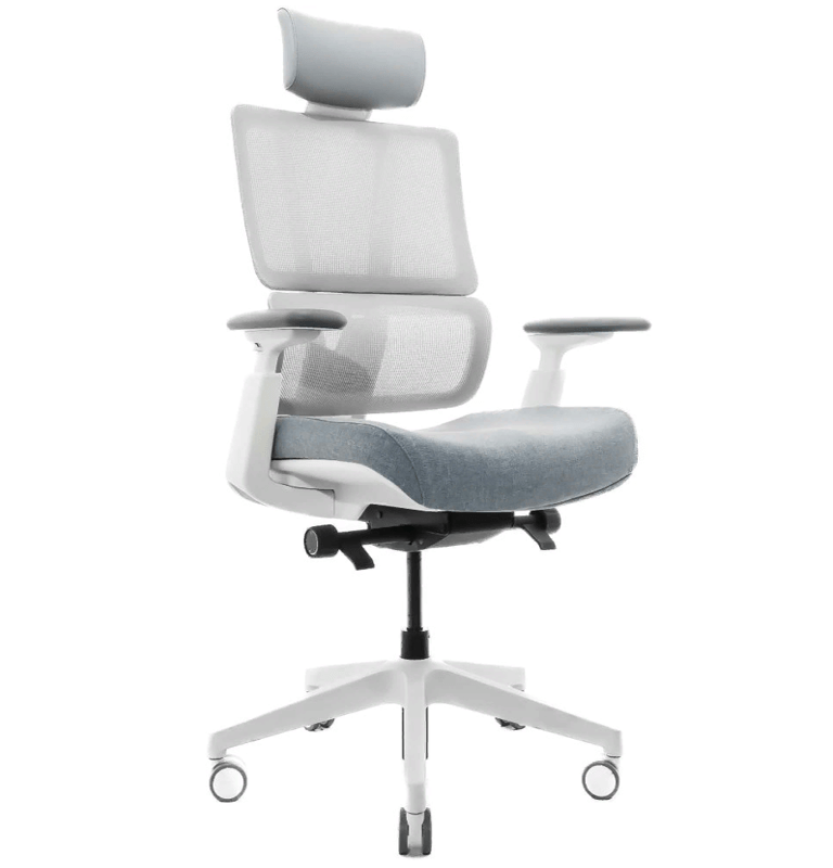 Эргономичное кресло Falto G2 Pro (5 позиций выдвижения поясницы, сетка, ткань, каркас белый, серый)