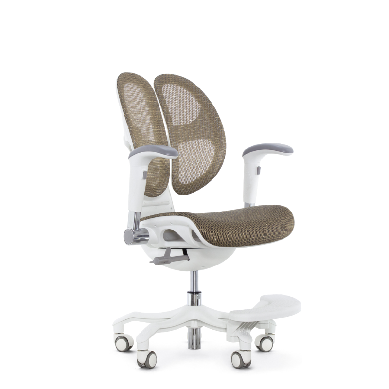 Детское эргономичное кресло Falto ORTO (корсетная спинка, слайдер, подлокотники 3D, сетка, золотой)