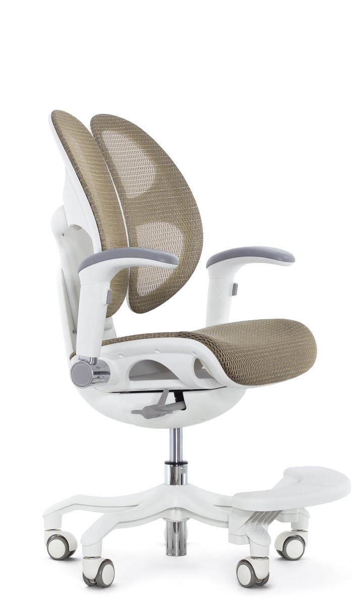 Детское эргономичное кресло Falto ORTO (корсетная спинка, слайдер, подлокотники 3D, сетка, золотой)