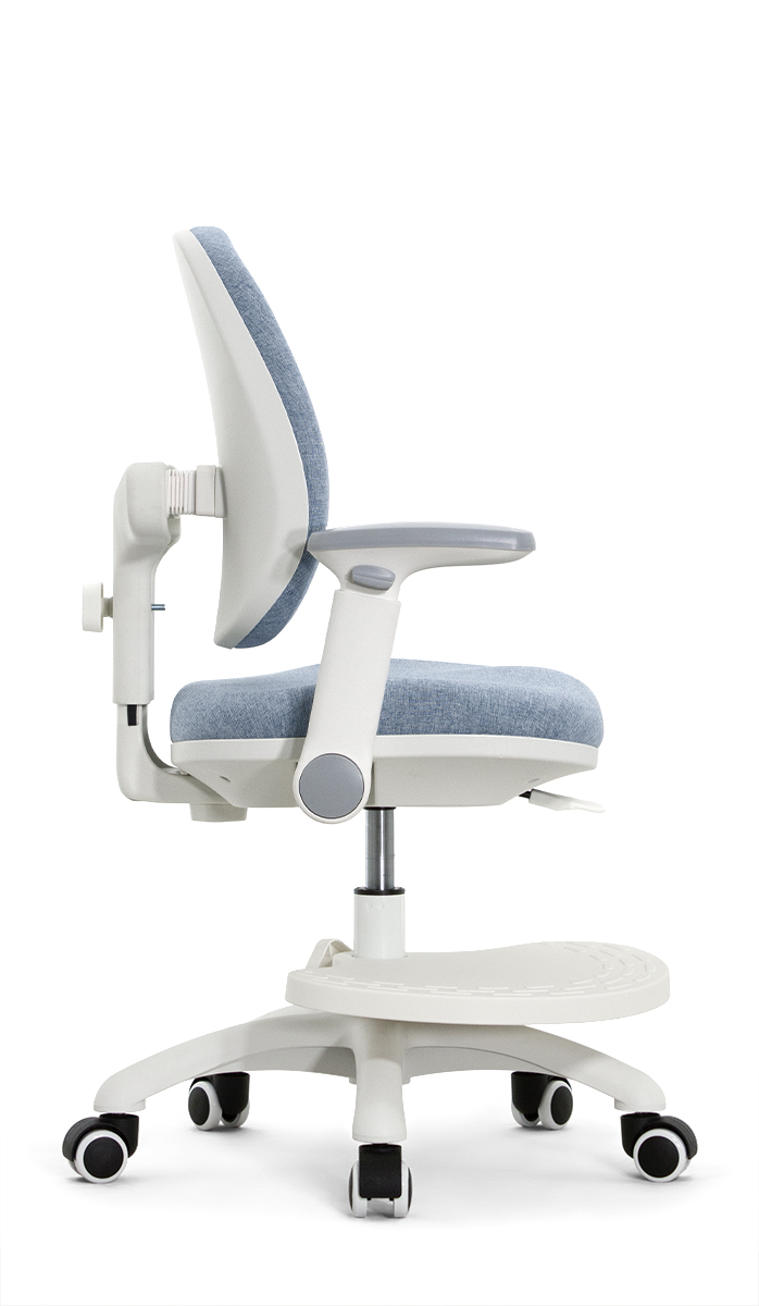 Детское эргономичное кресло Falto KIDS MAX DUO-P, ППУ латекс, спинка корсет, подножка, подлокотник 3D, обивка (голубой)