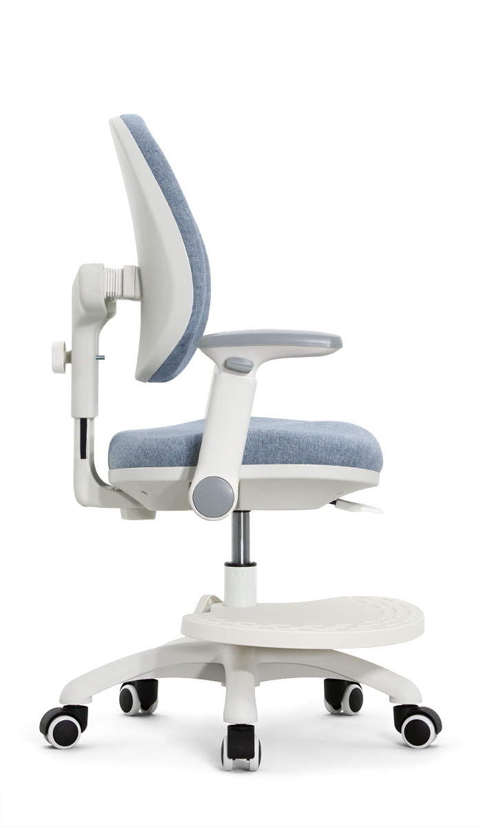 Детское эргономичное кресло Falto KIDS MAX DUO-P, ППУ латекс, спинка корсет, подножка, подлокотник 3D, обивка (голубой)