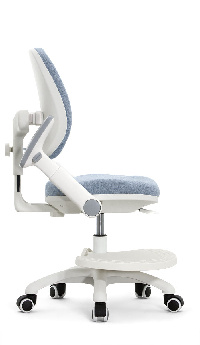 Детское эргономичное кресло Falto KIDS MAX DUO-P, ППУ латекс, спинка корсет, подножка, подлокотник 3D, обивка (голубой)