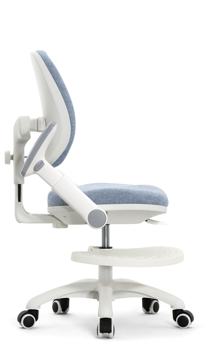 Детское эргономичное кресло Falto KIDS MAX DUO-P, ППУ латекс, спинка корсет, подножка, подлокотник 3D, обивка (голубой)