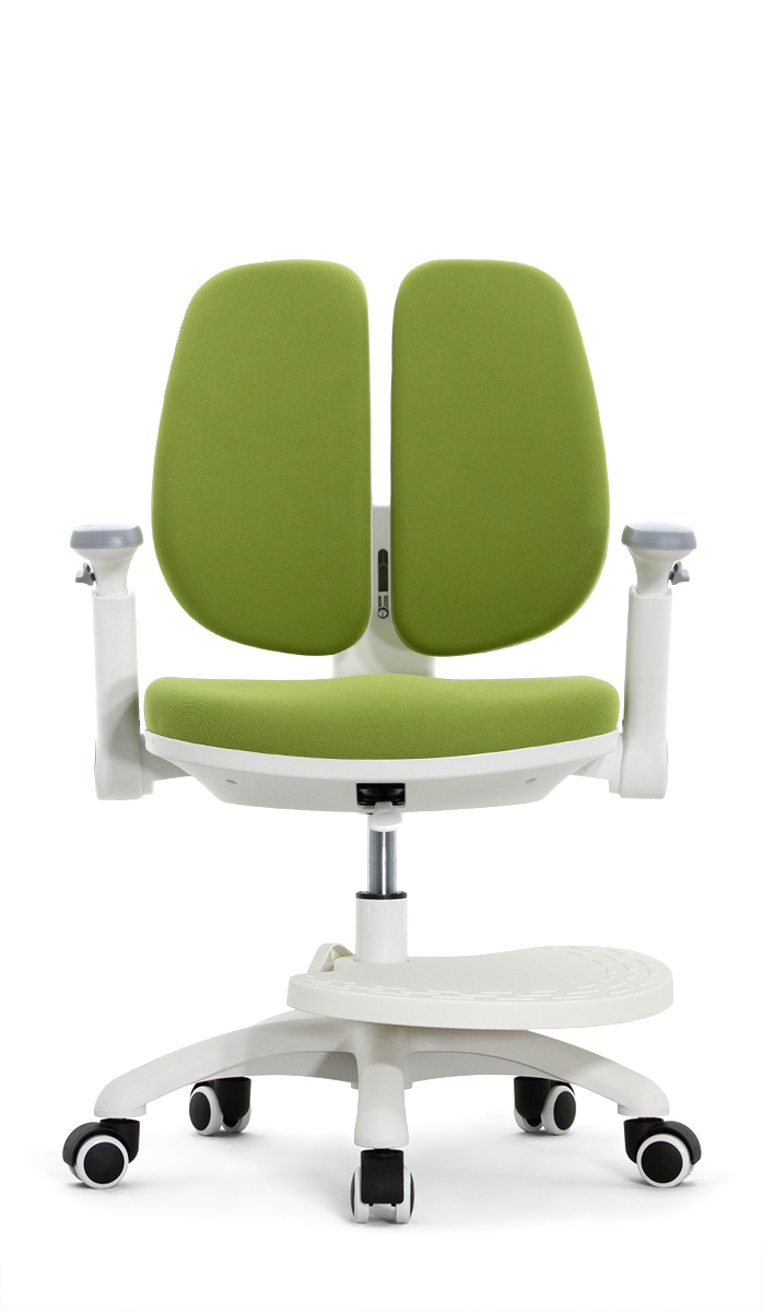 Детское эргономичное кресло Falto KIDS MAX DUO-P, ППУ латекс, спинка корсет, подножка, подлокотник 3D, обивка (зелёный)