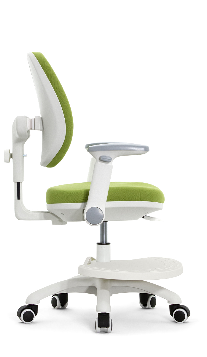 Детское эргономичное кресло Falto KIDS MAX DUO-P, ППУ латекс, спинка корсет, подножка, подлокотник 3D, обивка (зелёный)