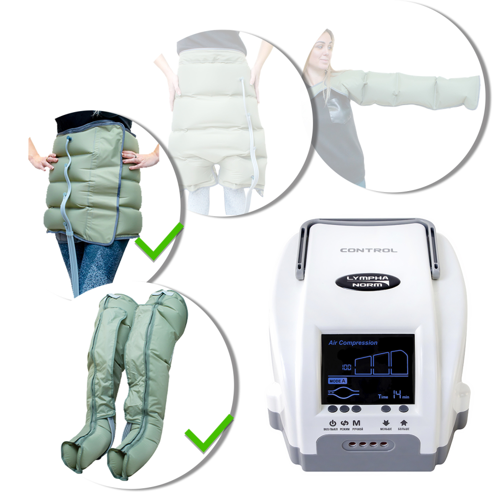Лимфодренажный аппарат LymphaNorm Control + 2 манжеты для ног (L) + талия (XL / XXL)