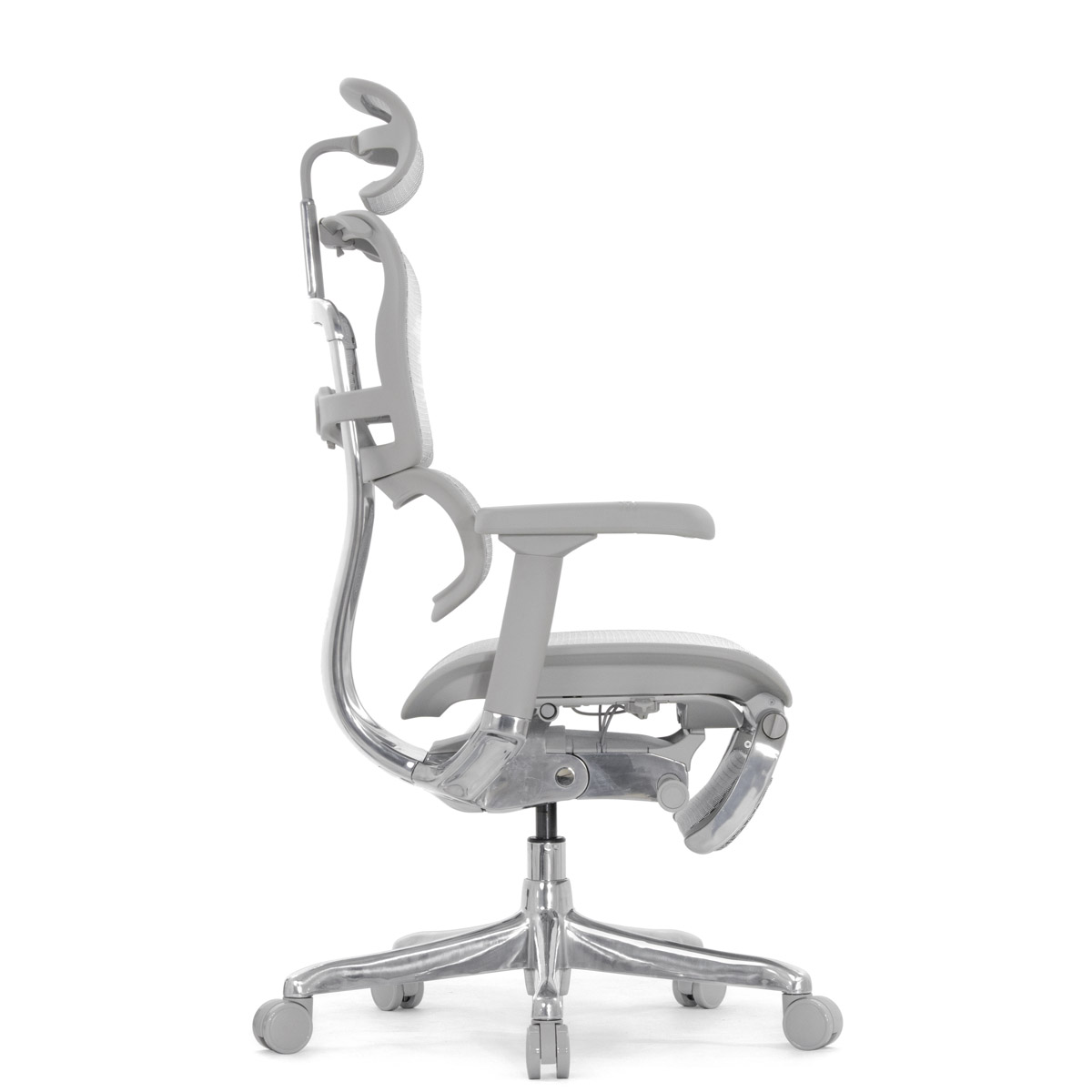 Эргономичное кресло Falto Ergohuman 2 Elite с подножкой (алюминий, наклон вперёд, сетка, серый)