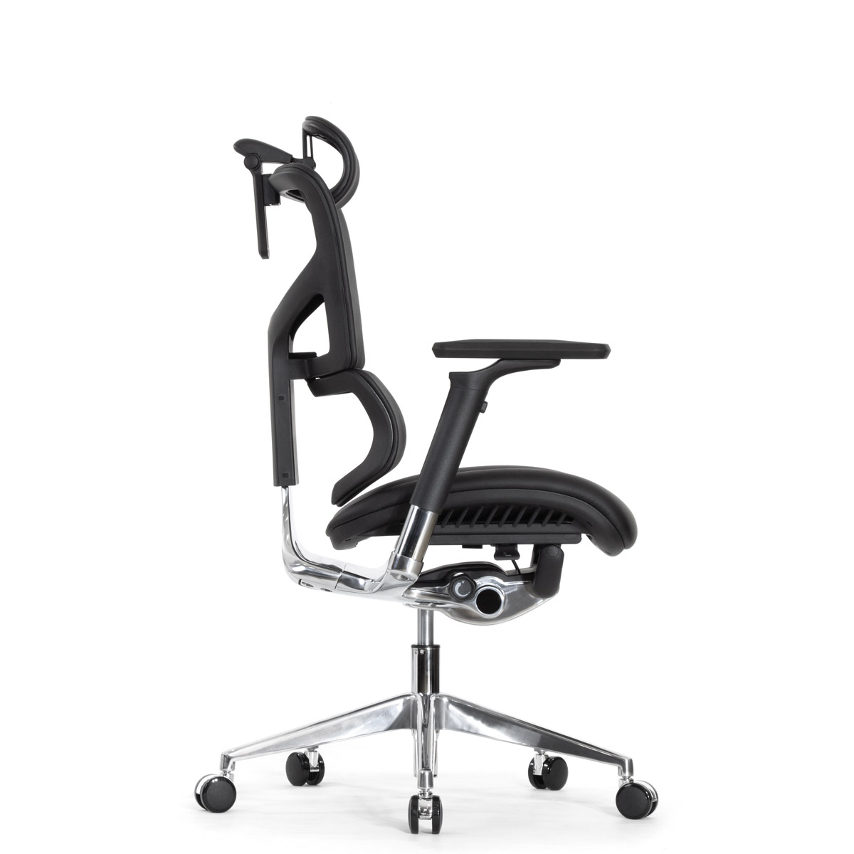 Эргономичное кресло Falto Leater Premium SL (динамичный поясничный упор, натуральная кожа, чёрный)