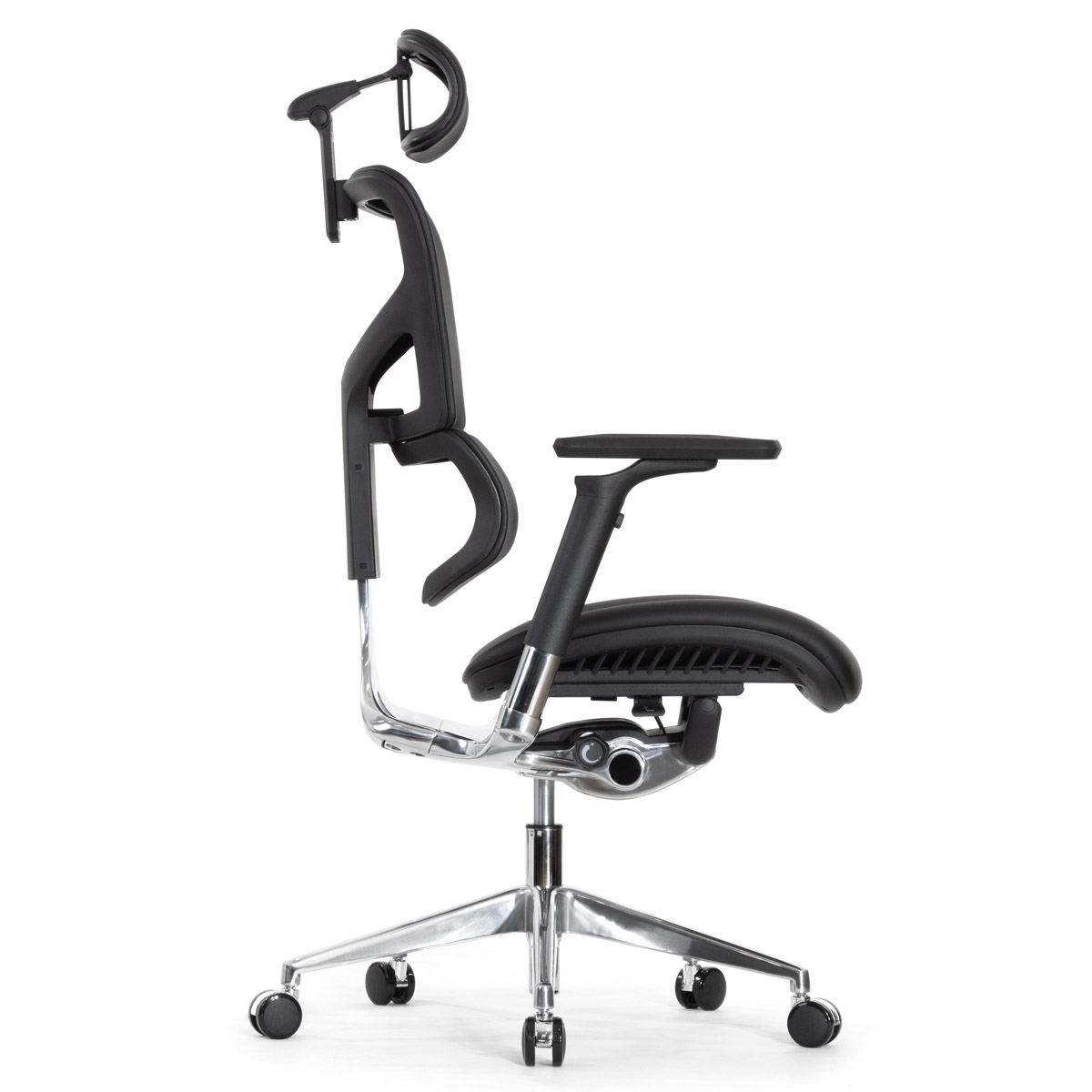 Эргономичное кресло Falto Leater Premium SL (динамичный поясничный упор, натуральная кожа, чёрный)