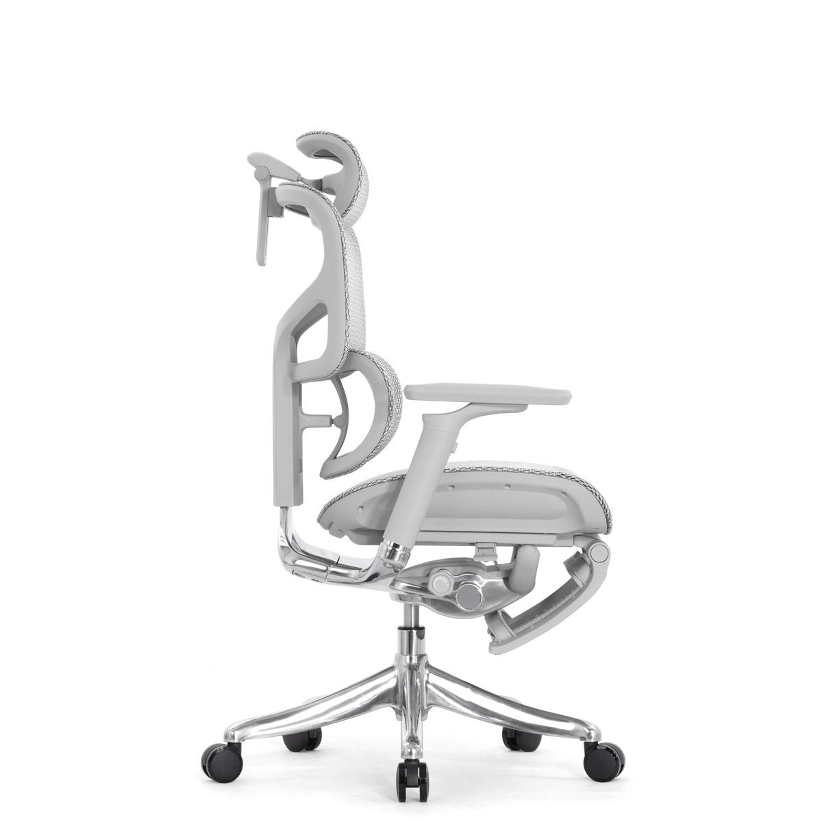 Эргономичное кресло Falto Pro 2 с подножкой (3D поясничный упор, подголовник 4D, каркас серый, белый)