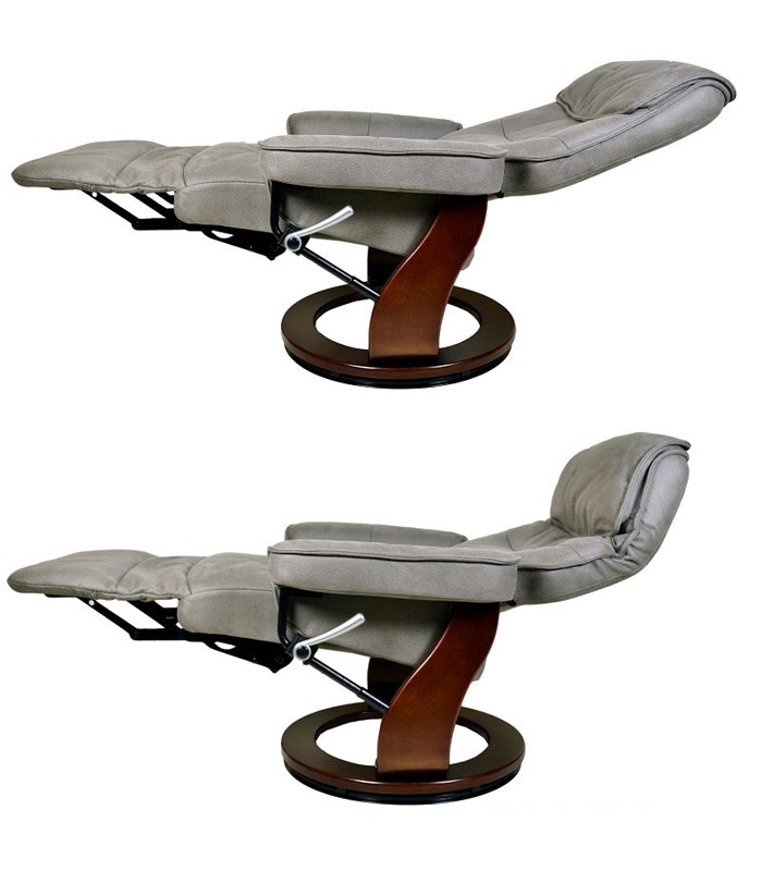 Кресло-реклайнер Relax Rio (встроенная подножка, искусственный нубук, серый)