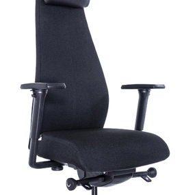 Эргономичное кресло Falto FIRST (наклон вперёд, зауженная спинка, ткань, чёрный)
