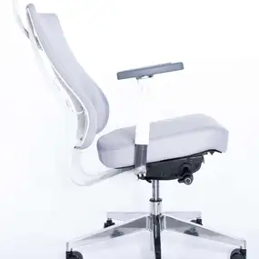 Эргономичное кресло Falto X TRANS (наклон переднего края сиденья, сетка, ткань, каркас белый, серый)