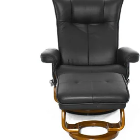 Кресло-реклайнер Relax Mauris 7604W (кожа - черн / дер - св. кор 001 Black / 026 Honey)