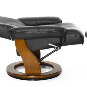 Кресло-реклайнер Relax Mauris 7604W (кожа - черн / дер - св. кор 001 Black / 026 Honey)
