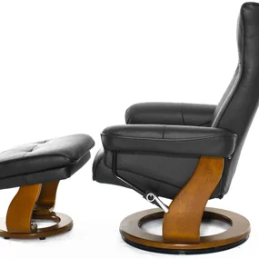 Кресло-реклайнер Relax Mauris 7604W (кожа - черн / дер - св. кор 001 Black / 026 Honey)