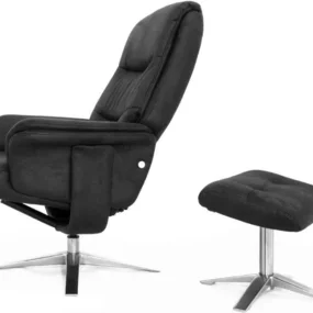 Кресло-реклайнер Falto Boss (оттоманка, искусственный нубук, чёрный)