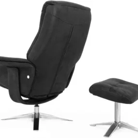 Кресло-реклайнер Falto Boss (оттоманка, искусственный нубук, чёрный)