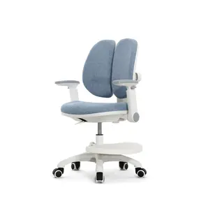 Детское эргономичное кресло Falto KIDS MAX DUO-P, ППУ латекс, спинка корсет, подножка, подлокотник 3D, обивка (голубой)