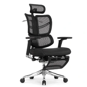 Анатомическое кресло Falto Fly 2 с подножкой (динамичный подголовник, подлокотники 6D (360), сетка, чёрный)