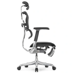 Эргономичное кресло Falto Ergohuman 2 Luxury с подножкой (SmartWork, алюминий, наклон вперёд, сетка, чёрный)