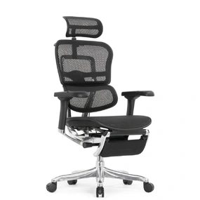 Эргономичное кресло Falto Ergohuman 2 Elite с подножкой (алюминий, наклон вперёд, сетка, чёрный)