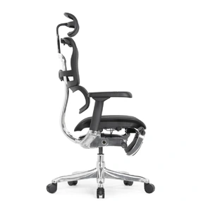 Эргономичное кресло Falto Ergohuman 2 Elite с подножкой (алюминий, наклон вперёд, сетка, чёрный)