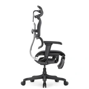 Эргономичное кресло Falto Ergohuman 2 Elite с подножкой (алюминий, наклон вперёд, сетка, чёрный)