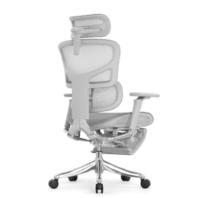 Эргономичное кресло Falto Pro 2 с подножкой (3D поясничный упор, подголовник 4D, каркас серый, белый)